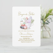 Bonjour Bébé Franse Macarons Melkthee Baby shower Kaart (Staand voorkant)