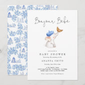 Bonjour Bebe Franse Olifant Jongens Baby Shower To Kaart (Voorkant / Achterkant)