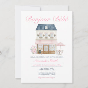 Bonjour Bebe Franse Parijse Café Baby Shower Kaart
