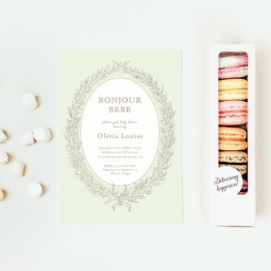 Bonjour Bebe Franse Patisserie Baby shower Groen Kaart