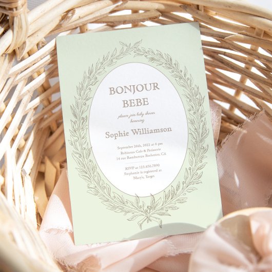 Bonjour Bebe Franse Patisserie Baby shower Groen Kaart