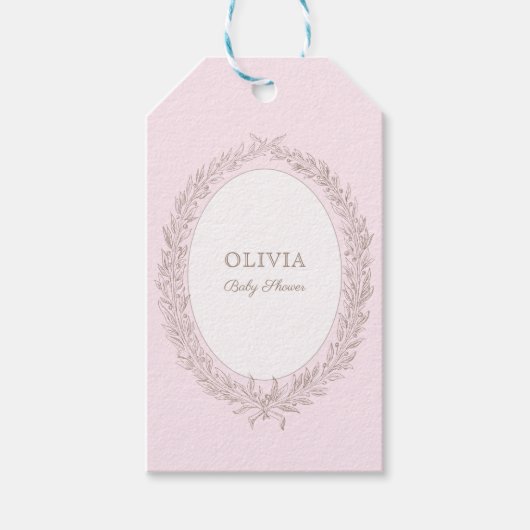 Bonjour Bebe Franse Patisserie Baby shower Roze Cadeaulabel (Voorkant)