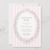 Bonjour Bebe Franse Patisserie Baby shower Roze Kaart (Voorkant)