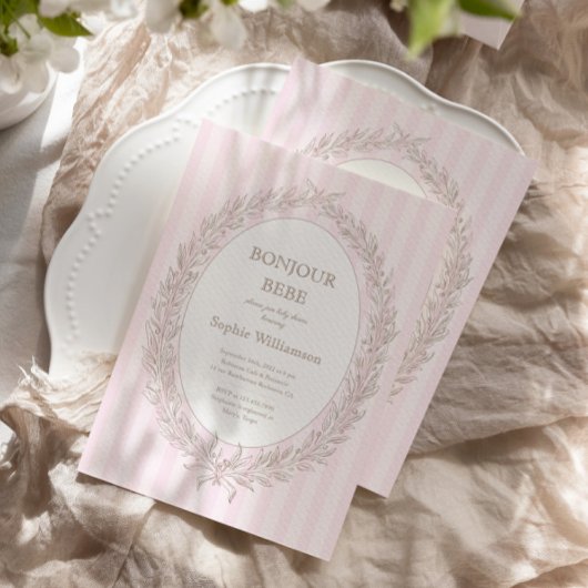 Bonjour Bebe Franse Patisserie Baby shower Roze Kaart