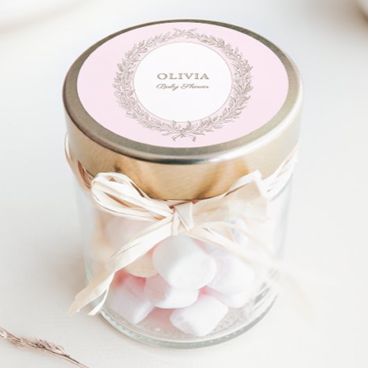 Bonjour Bebe Franse Patisserie Baby shower Roze Ronde Sticker