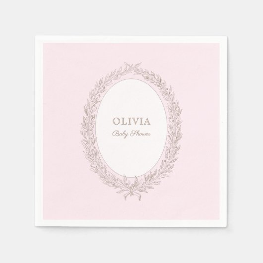 Bonjour Bebe Franse Patisserie Baby shower Roze Servet (Voorkant)