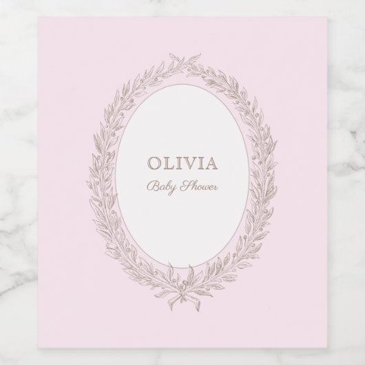 Bonjour Bebe Franse Patisserie Baby shower Roze Wijn Etiket (Enkel label)