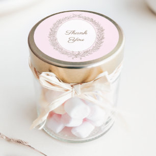 Bonjour Bebe Franse Patisserie Dank u Roze Ronde Sticker