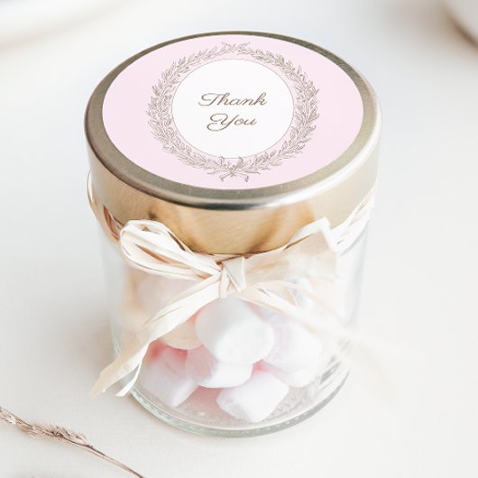 Bonjour Bebe Franse Patisserie Dank u Roze Ronde Sticker