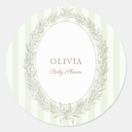 Bonjour Bebe Franse Patisserie Groene Streep Ronde Sticker