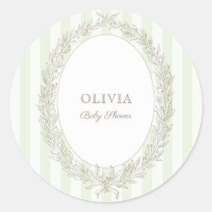 Bonjour Bebe Franse Patisserie Groene Streep Ronde Sticker