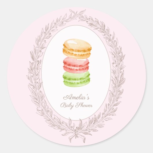 Bonjour Bebe Franse Patisserie Macaroons Ronde Sticker (Voorkant)