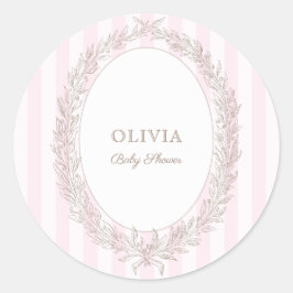 Bonjour Bebe Franse Patisserie Roze Streep Ronde Sticker