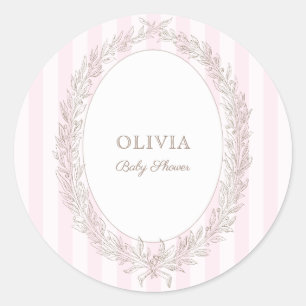 Bonjour Bebe Franse Patisserie Roze Streep Ronde Sticker