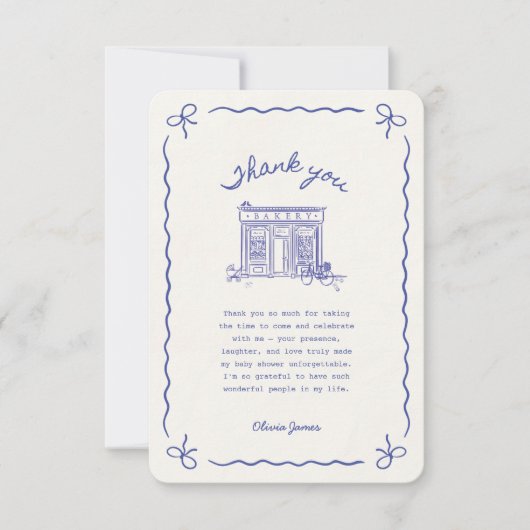 Bonjour Bebe French baby shower Bedankkaart (Voorkant)