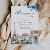 Bonjour Bebe French Blue Baby Shower Invitation Kaart