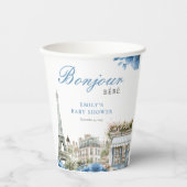 Bonjour Bebe French Blue Baby Shower Papieren Bekers (Voorkant)