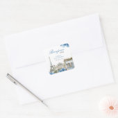 Bonjour Bebe French Blue Baby Shower Vierkante Sticker (Envelop)
