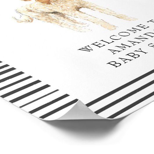 Bonjour Bebe French Doodle Welcome Baby shower Poster (Hoek)