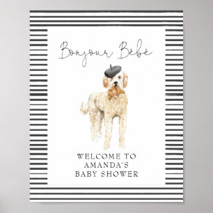 Bonjour Bebe French Doodle Welcome Baby shower Poster