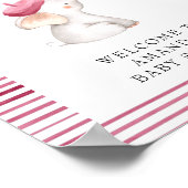 Bonjour Bebe French Elephant Welcome Baby shower Poster (Hoek)