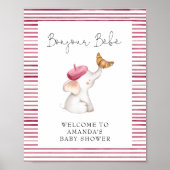 Bonjour Bebe French Elephant Welcome Baby shower Poster (Voorkant)