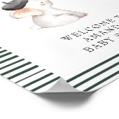 Bonjour Bebe French Elephant Welcome Baby shower Poster (Hoek)