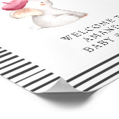 Bonjour Bebe French Elephant Welcome Baby shower Poster (Hoek)