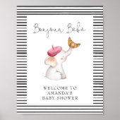 Bonjour Bebe French Elephant Welcome Baby shower Poster (Voorkant)