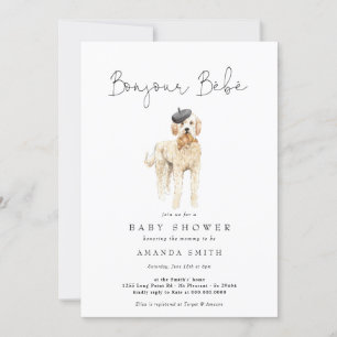 Bonjour Bebe French Golden Doodle Baby shower Kaart