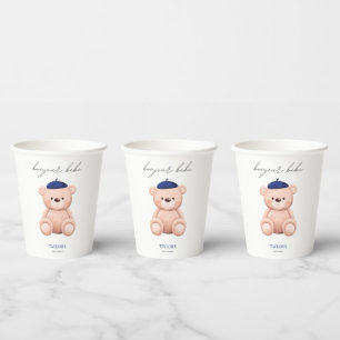 Bonjour Bebe French Waterverf Beer Baby shower Papieren Bekers