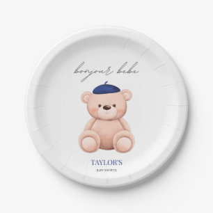 Bonjour Bebe French Waterverf Beer Baby shower Papieren Bordje