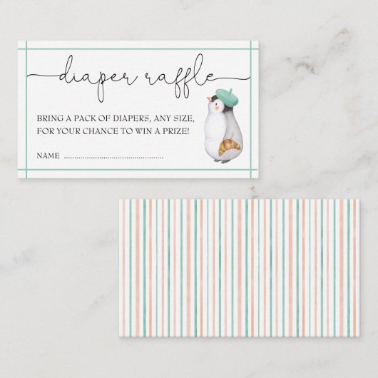 Bonjour Bebe Gender Neutral Diaper Raffle Informatiekaartje (Voorkant / Achterkant)