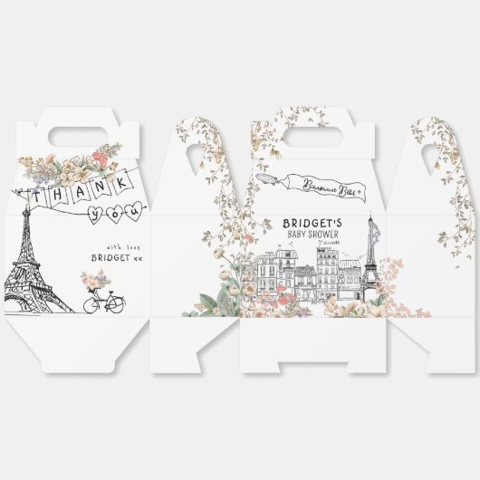 Bonjour Bebe Genderneutraal Baby shower Bedankdoosjes (Ongevouwen)