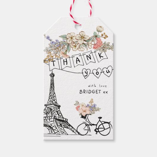Bonjour Bebe Genderneutraal Baby shower Cadeaulabel (Voorkant)