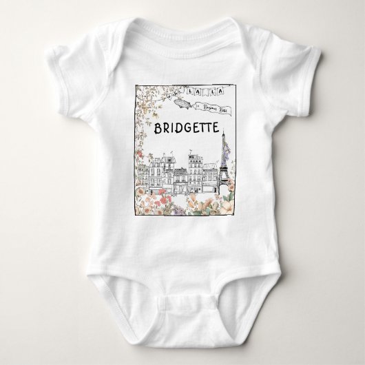 Bonjour Bebe Genderneutraal Baby shower Gift Romper (Voorkant)