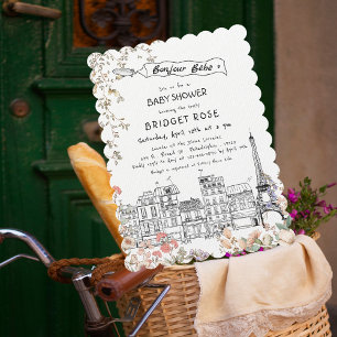 Bonjour Bebe Genderneutraal Baby shower Kaart