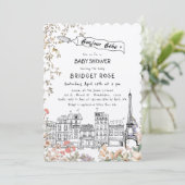 Bonjour Bebe Genderneutraal Baby shower Kaart (Staand voorkant)