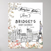 Bonjour Bebe Genderneutraal Baby shower Welkom Si Poster (Voorkant)