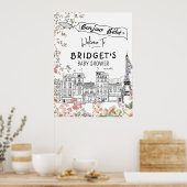 Bonjour Bebe Genderneutraal Baby shower Welkom Si Poster (Keuken)