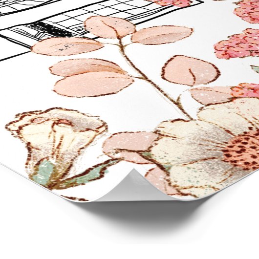 Bonjour Bebe Genderneutraal Baby shower Welkom Si Poster (Hoek)