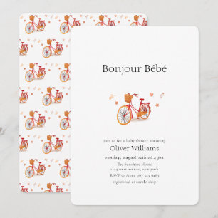 Bonjour Bébé Herfstbladeren Fiets Baby shower Kaart