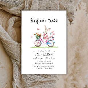 Bonjour Bébé Konijn Fiets Macarons Baby Shower Kaart