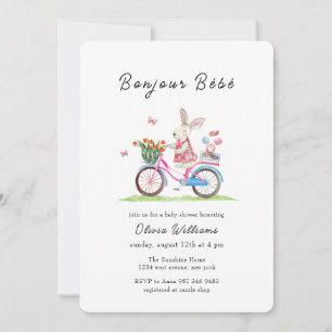 Bonjour Bébé Konijn Fiets Macarons Baby Shower Kaart