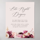 Bonjour Bébé Late Night Diapers Baby Shower Sign Poster (Voorkant)