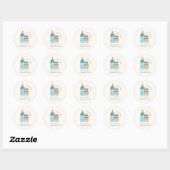 Bonjour Bébé Macarons & Milk Boy Baby Shower Ronde Sticker (Vel)