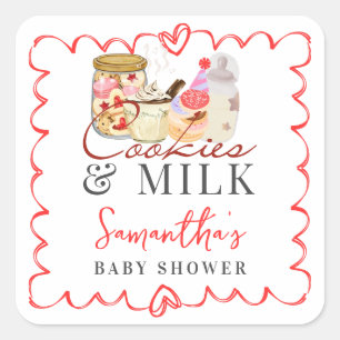 Bonjour Bébé Melk en Cookies Modern Baby shower Vierkante Sticker