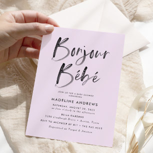 Bonjour Bebe Paars Frans Baby shower Kaart