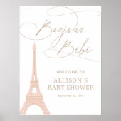Bonjour Bebe Parijs Frans Baby shower Welkom Teken Poster (Voorkant)