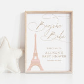 Bonjour Bebe Parijs Frans Baby shower Welkom Teken Poster